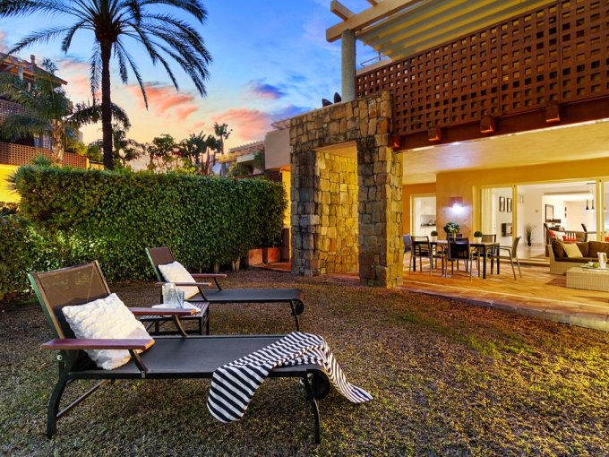 Garden at Night Garden Apartment for Sale in Rio Real Marbella, Spain
