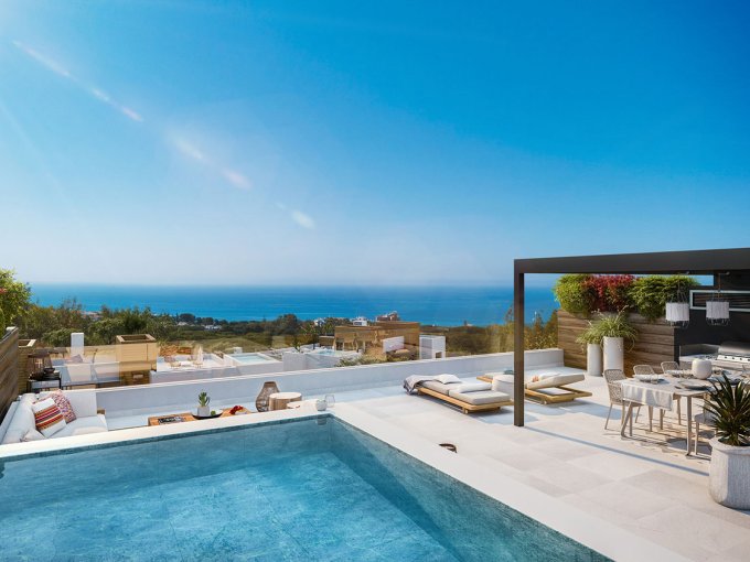 Solarium with private pool and sea views apartment Cabopino