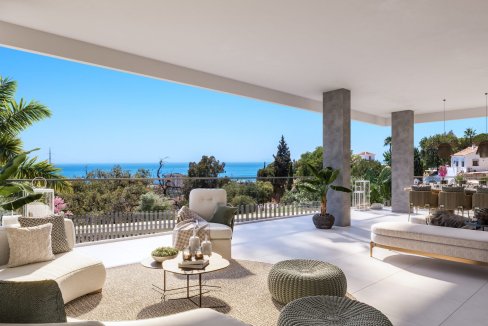 Terraza cubierta con vistas al mar Apartamento de nueva construcción Marbella