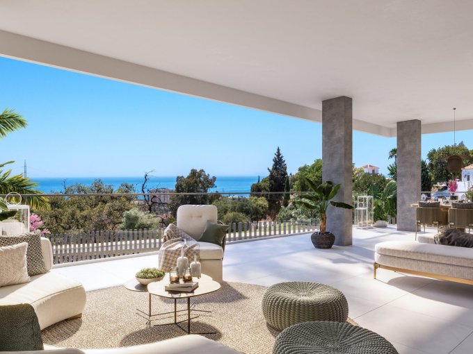 Terraza cubierta con vistas al mar Apartamento de nueva construcción Marbella
