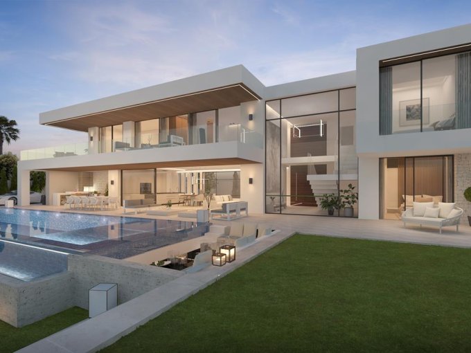 Exterior - Villa moderna sobre plano en venta en Guadalmina, Marbella