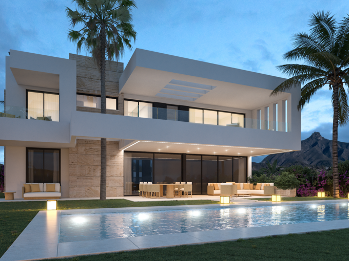 Villa 4 front exterior Complejo Residencial en Venta en Marbella Golden Mile