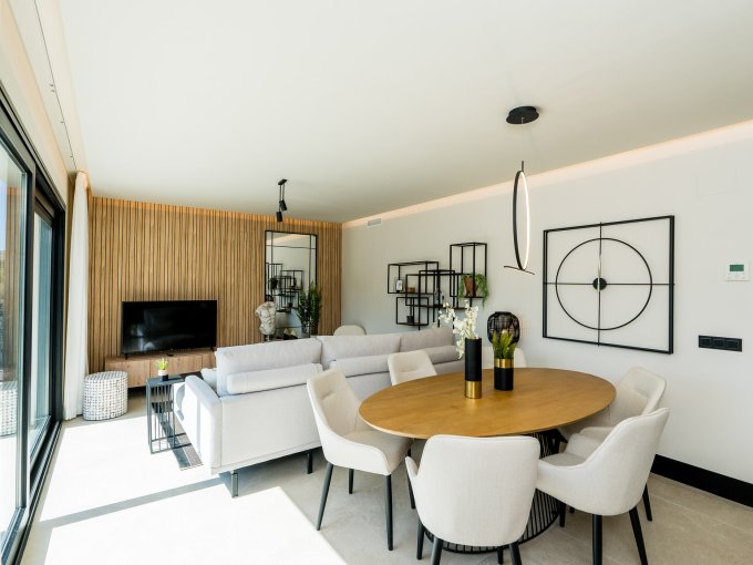 Dinner table New Build Apartments in Nueva Andalucia for Sale