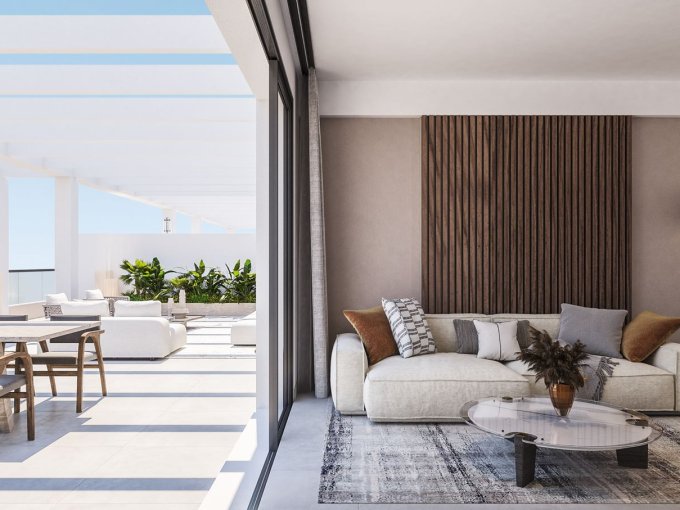 Living area Frontline Golf Apartment for Sale in Calanova Golf, Spain