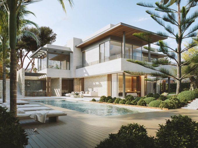 piscina Villa moderna en la Milla de Oro en venta