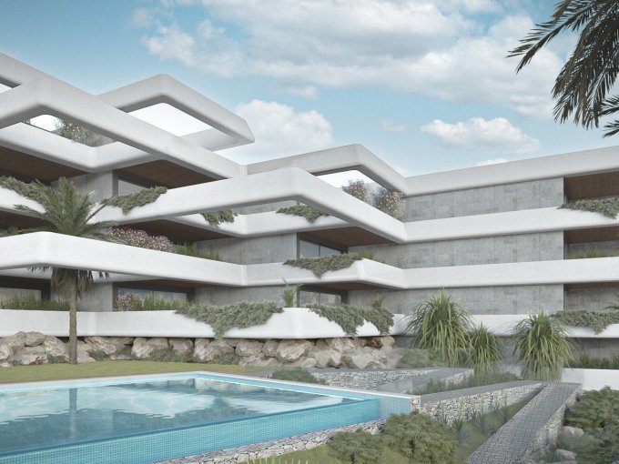 piscina Apartamento sobre plano en Manilva en venta