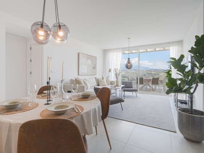 Dinner table 3 bedroom Apartment in Mijas for sale
