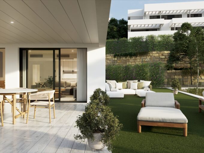Garden New apartment in Casares for Sale. Property for sale in Marbella.