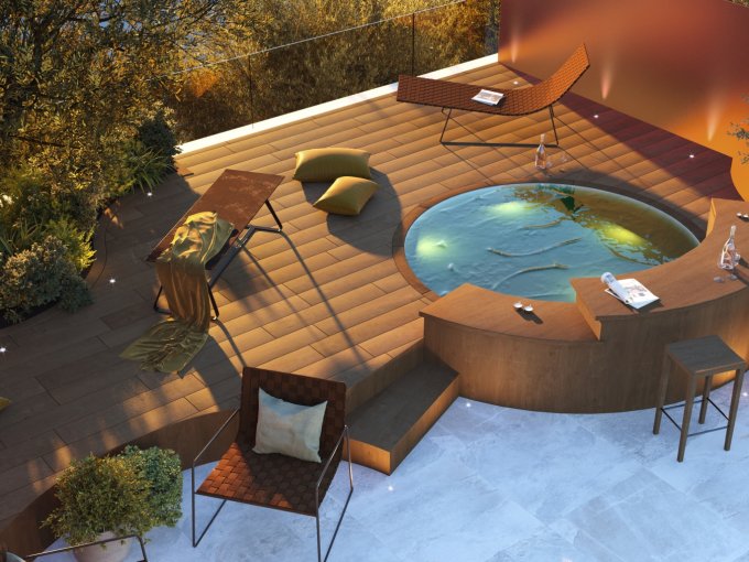 Pool area garden villa Amazing New complex El Higueron, Fuengirola for sale