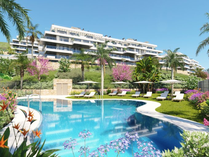 Pool area New Apartments Near Golf Calanova for sale
