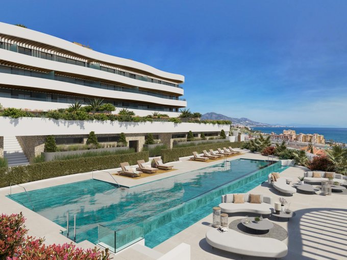 Pool area New Apartments in Mijas Costa for sale