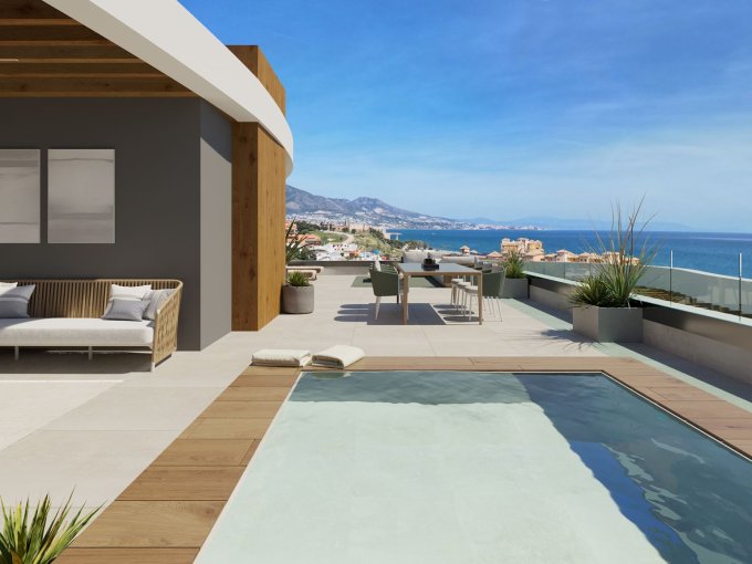 Private pool New Apartments in Mijas Costa for sale