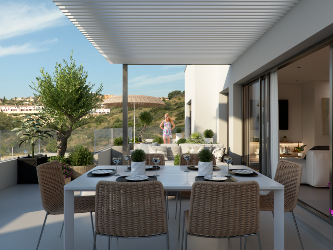 Covered terrace New Apartment in Casares Costa for Sale
