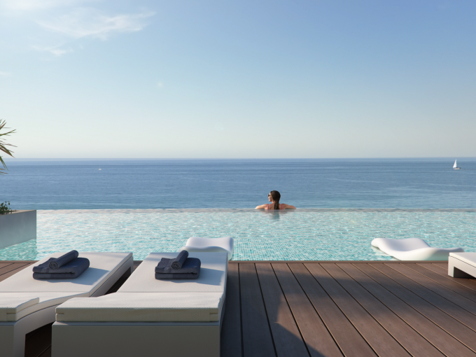 Infinity pool New Apartment in Casares Costa for Sale