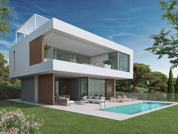 Pool area New Villa for Sale on the New Golden Mile