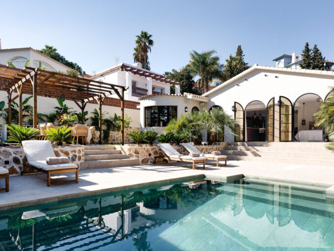 Pool area Luxurious Villa for Sale in Nueva Andalucia