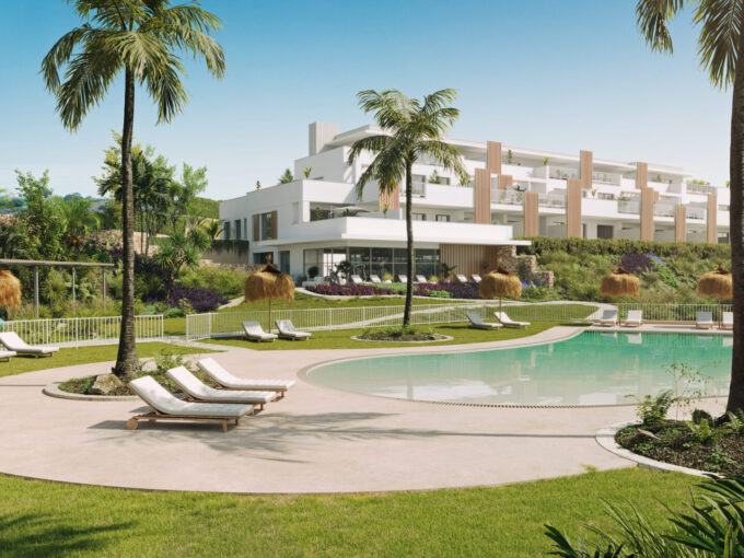 Pool area New Apartment for Sale in Casares. Real estate for sale in Marbella.