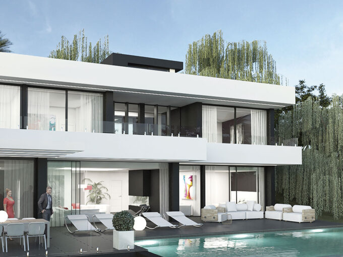 Pool New Contemporary Villas for Sale in Benalmadena. Property for sale in Marbella.