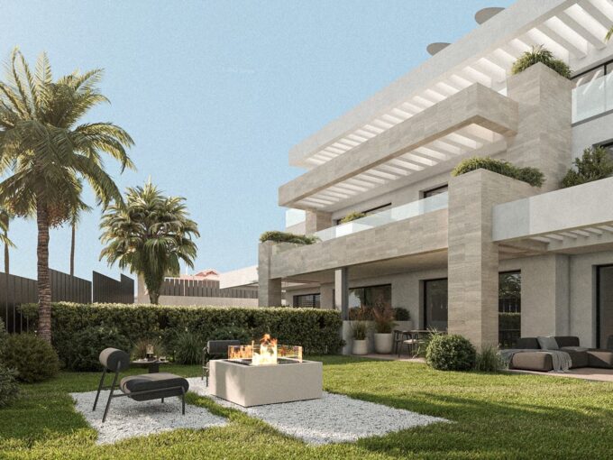 Garden view New Premium Coastal Apartment for Sale Estepona. Property for sale in Marbella.