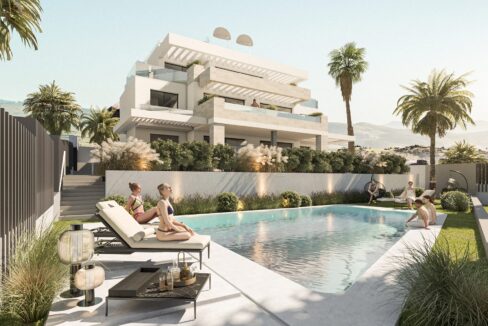 Pool New Premium Coastal Apartment for Sale Estepona. Property for sale in Marbella.