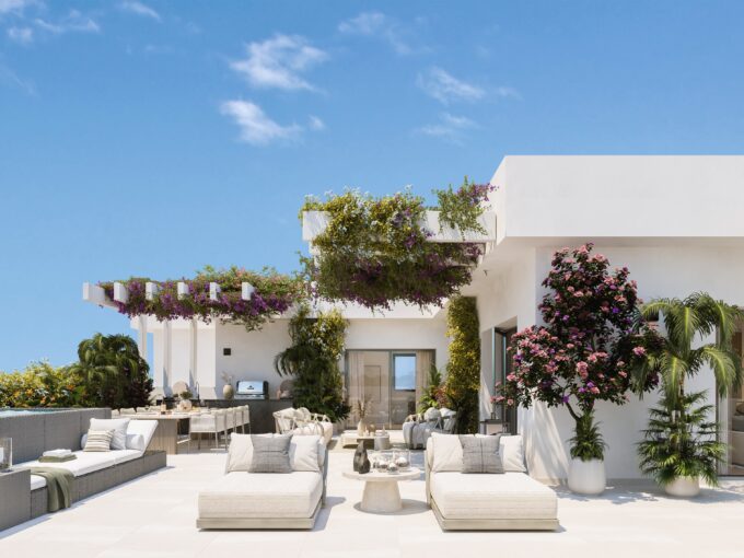 Terrace New Apartment for Sale in Casares Golf. Real estate for sale in Marbella.