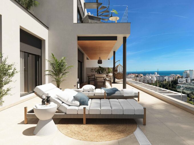 Terrace New Beachside Apartment for Sale in Estepona. Real estate for sale in Marbella.