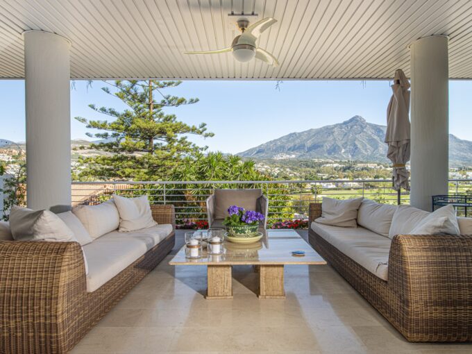 Terrace Largest Apartment for Sale in Nueva Andalucia. Property for sale in Marbella.