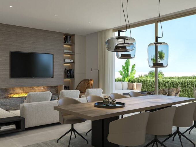 Dining area New Beachfront Apartment for sale in El Limonar. Property for sale in Marbella.