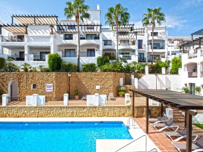 Pool area Beautiful Townhouse in Pueblo Los Monteros. Property for sale in Marbella.