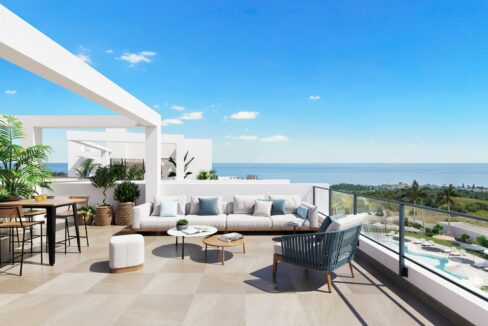 Terrace New Modern Apartment for Sale in Estepona. Real estate for sale in Marbella.
