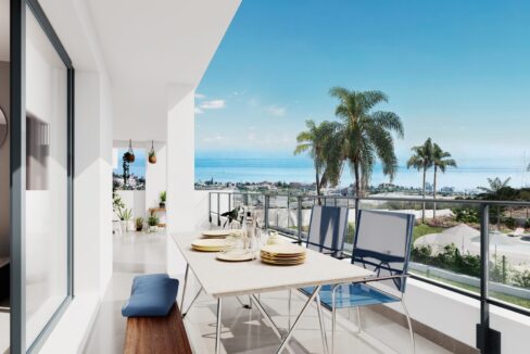 Terrace view New Modern Apartment for Sale in Estepona. Real estate for sale in Marbella.