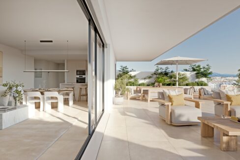 Outdoor New Beachside Apartment for Sale in Estepona. Property for sale in Marbella.