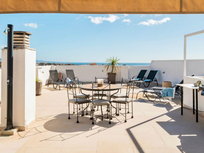 Outdoor table Modern Penthouse in Central San Pedro for Sale. Real estate for sale in Marbella.