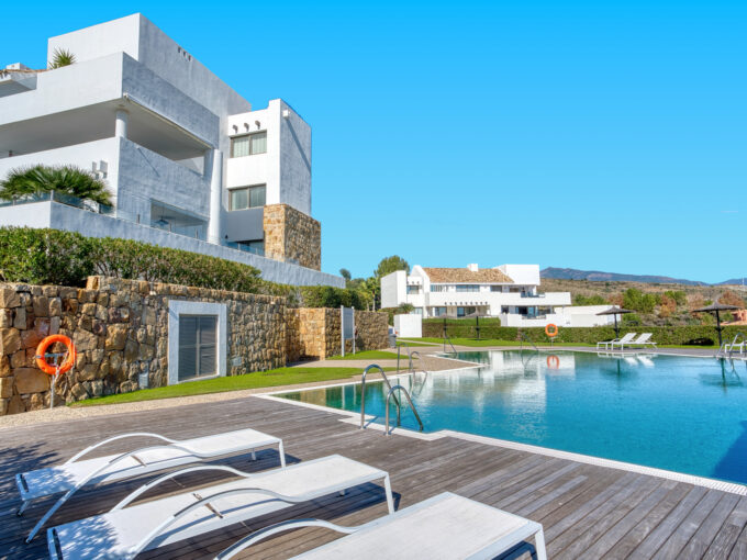 Pool Stunning Apartment for Sale in Los Flamingos. Real estate for sale in Marbella.