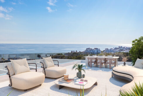Solarium New Beachside Apartment in Estepona for Sale. Property for sale in Marbella.