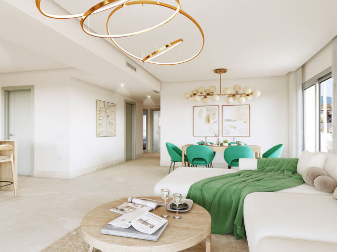 Living room New Apartment for Sale in Benahavis. Real estate for sale in Marbella.
