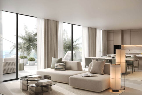 Living room New Apartment for Sale in Estepona Near Golf. Property for sale in Marbella.