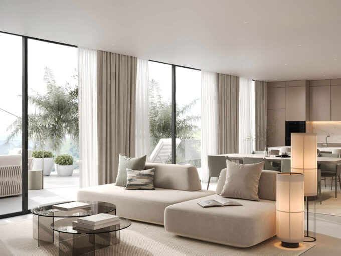 Living room New Apartment for Sale in Estepona Near Golf. Property for sale in Marbella.