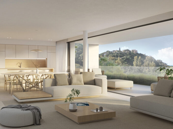 Living room New Garden Apartment with Private Pool for Sale in Elviria, Marbella