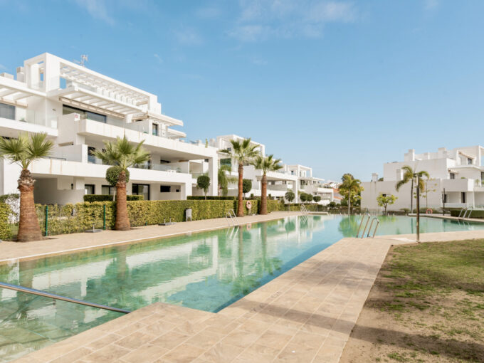Pool area Modern Apartment for Sale in El Paraiso. Property for sale in Marbella.