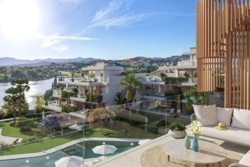 Pool New Apartment for Sale in Cancelada. Real estate for sale in Marbella.
