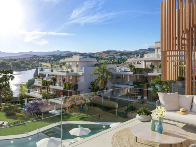 Pool New Apartment for Sale in Cancelada. Real estate for sale in Marbella.