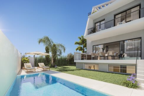 Pool New Townhouse for Sale in Los Flamingos Golf. Property for sale in Marbella.
