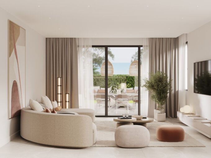 Salon New Apartment for Sale on the New Golden Mile. Property for sale in Marbella.