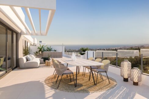 Terrace New Apartment for Sale in Altos de Los Monteros, Marbella