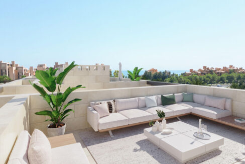 Terrace view Beachside New Built Apartment for Sale in Estepona. Marbella