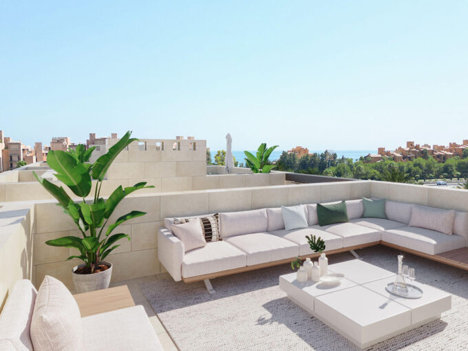 Terrace view Beachside New Built Apartment for Sale in Estepona. Marbella