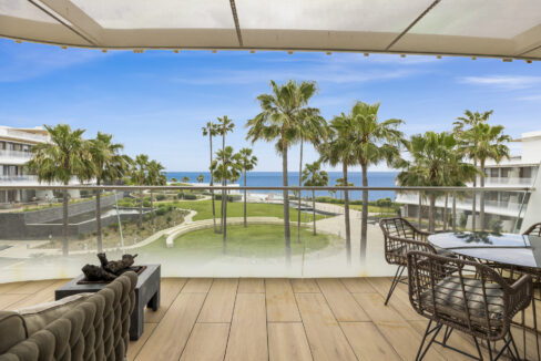 Terrace view Frontline Beach Apartment for sale in Estepona
