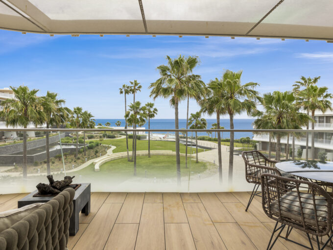 Terrace view Frontline Beach Apartment for sale in Estepona