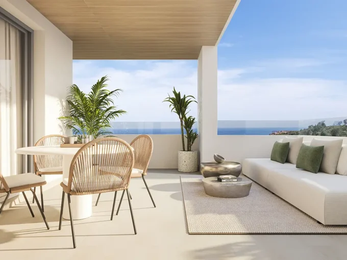 Terrace New Apartment in Manilva for Sale. Real estate for sale in Marbella.